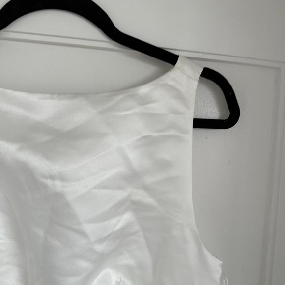 NWT Reformation Zenni Satin Bridal Mini Dress Sz 8 Ivory A-line V-Back Fitted - Picture 5 of 10